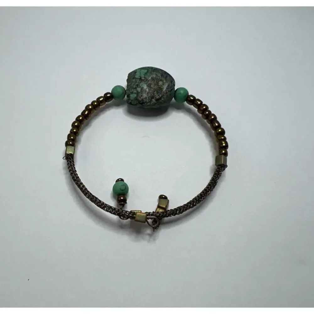 NEW Handmade Turquoise Beaded‎ Adjustable Wrap Bracelet